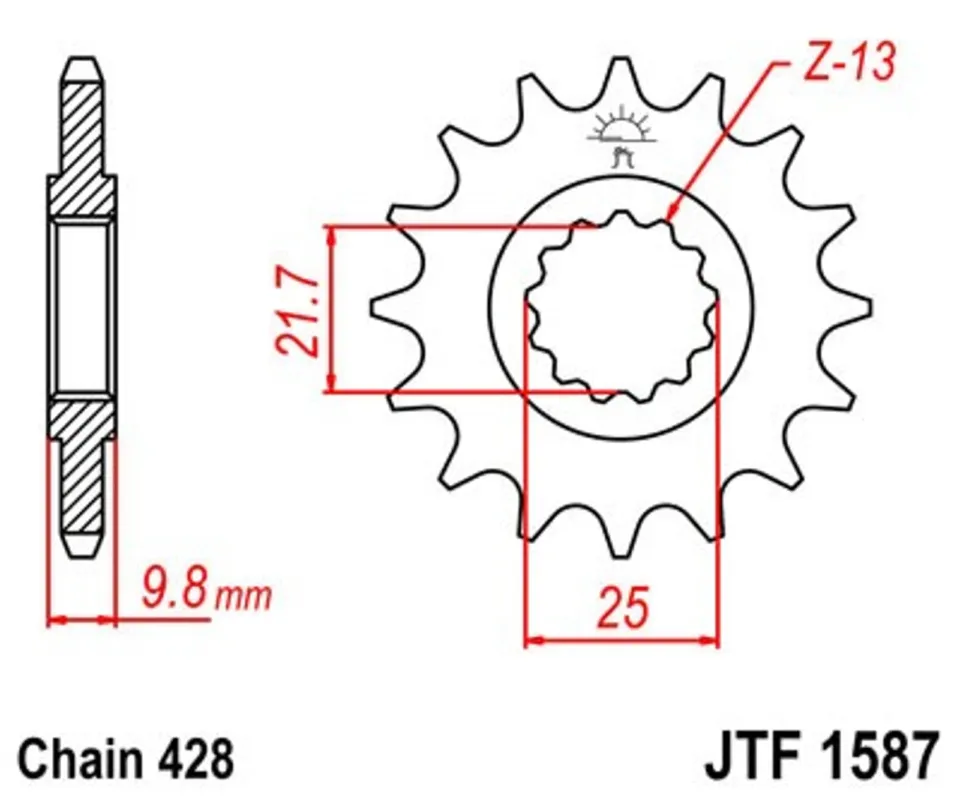 Řetězové kolečko JT JTF 1587-19 19 zubů, 428 Značkový