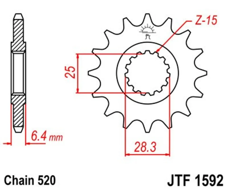 Horká Nabídka Řetězové kolečko JT JTF 1592-15 15 zubů, 520