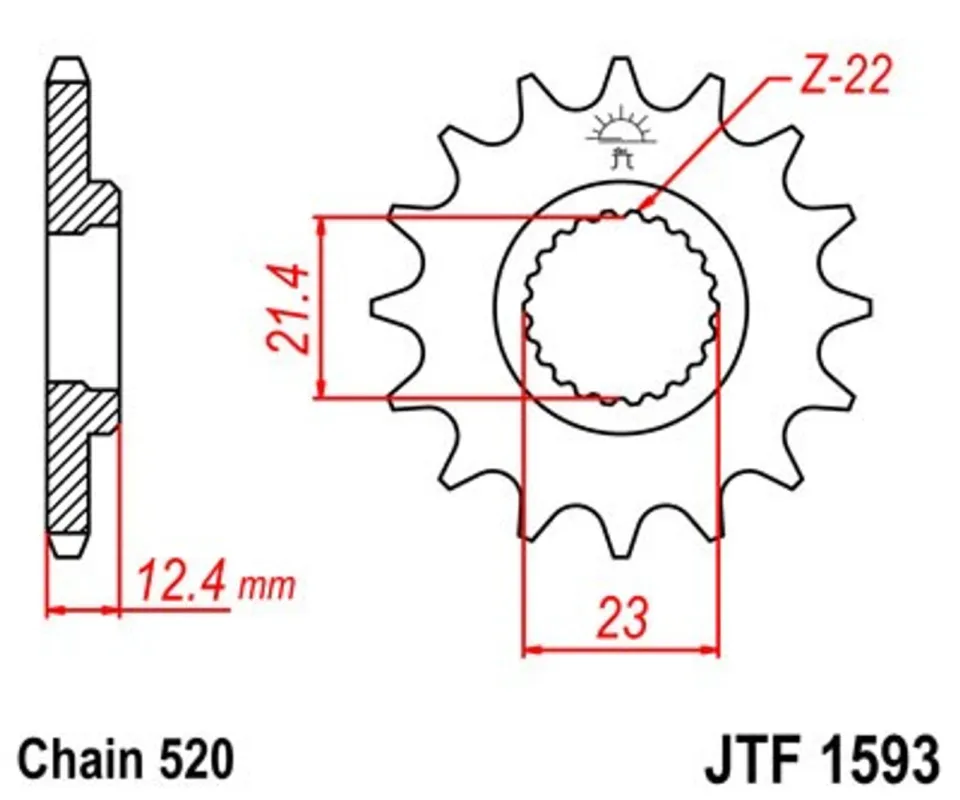 Řetězové kolečko JT JTF 1593-14 14 zubů, 520 Originální