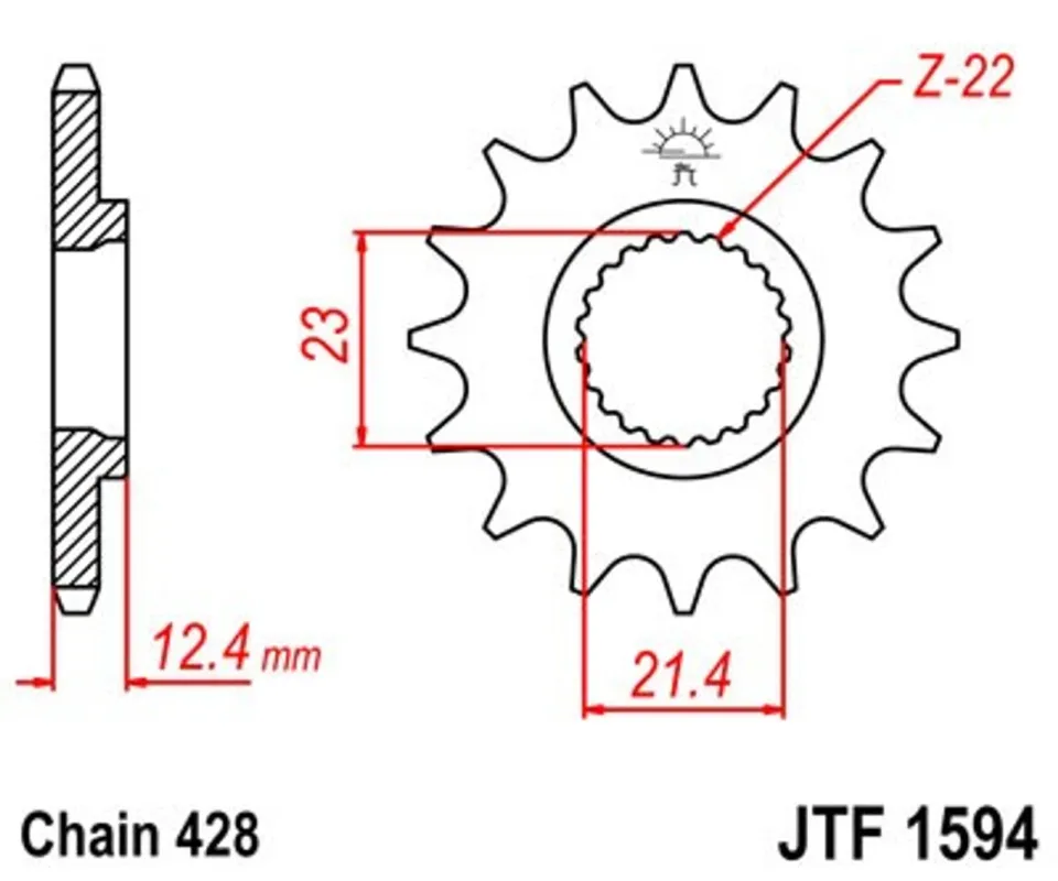 Horká Nabídka Řetězové kolečko JT JTF 1594-15 15 zubů, 428