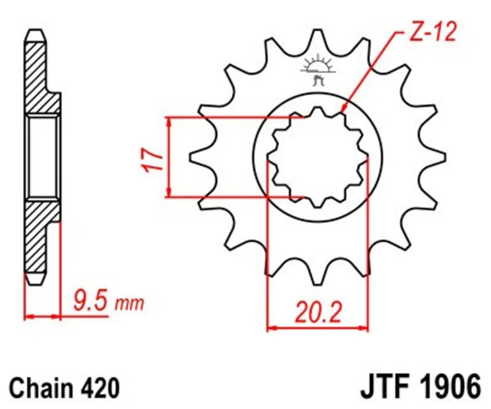 Řetězové kolečko JT JTF 1906-13 13 zubů, 420 Přímo Od Výrobce