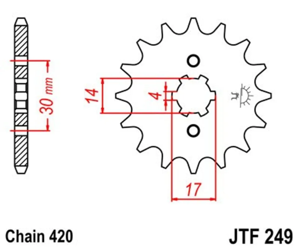 Řetězové kolečko JT JTF 249-13 13 zubů, 420 Ověřený