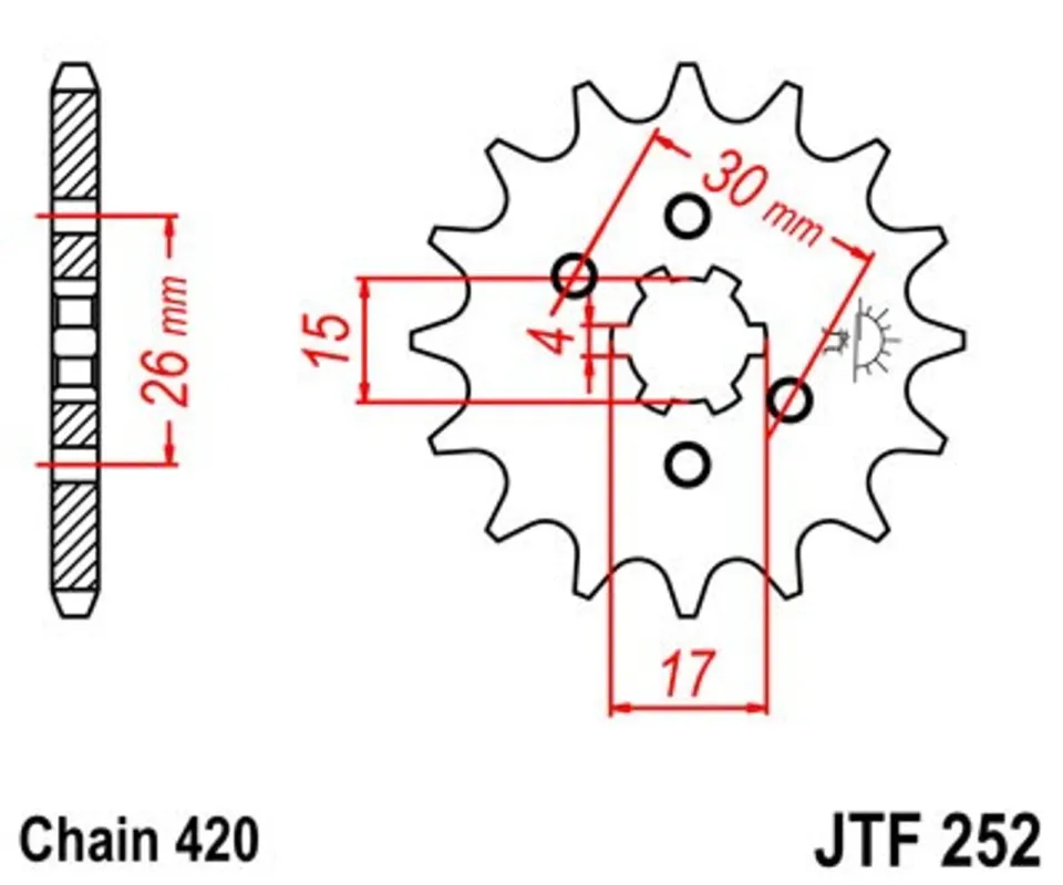 Finální Výprodej Řetězové kolečko JT JTF 252-12 12 zubů, 420