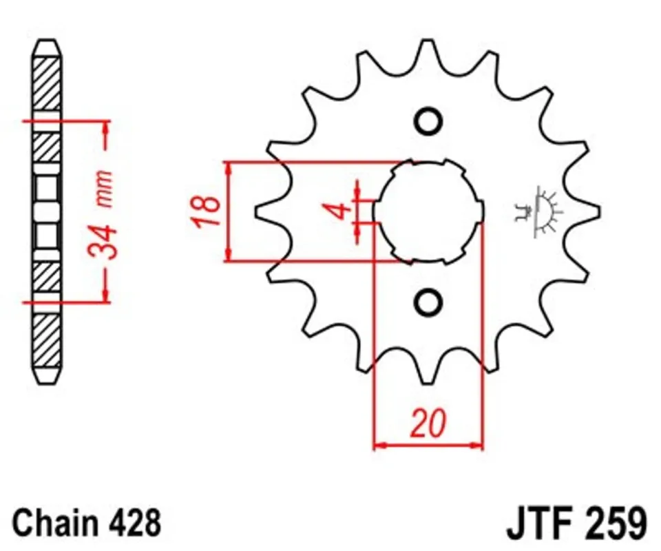 Řetězové kolečko JT JTF 259-17 17 zubů, 428 Autentický