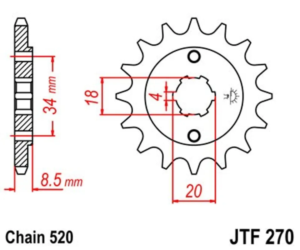Řetězové kolečko JT JTF 270-13 13 zubů, 520 Super Cena