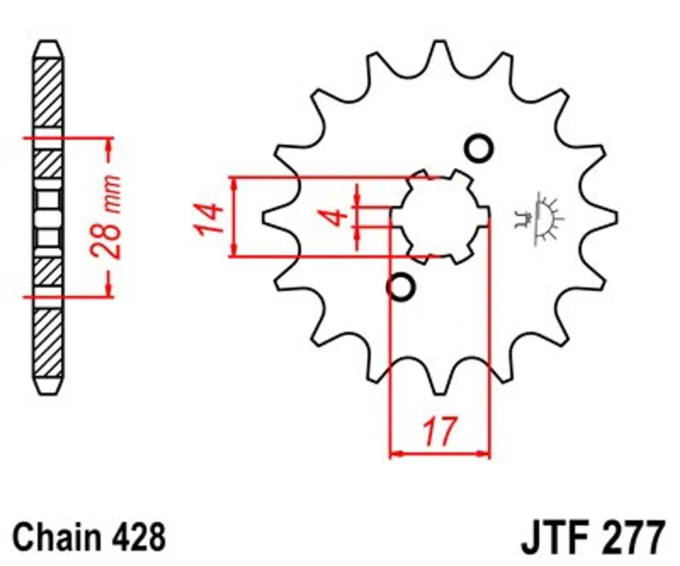 Novinka Řetězové kolečko JT JTF 277-13 13 zubů, 428
