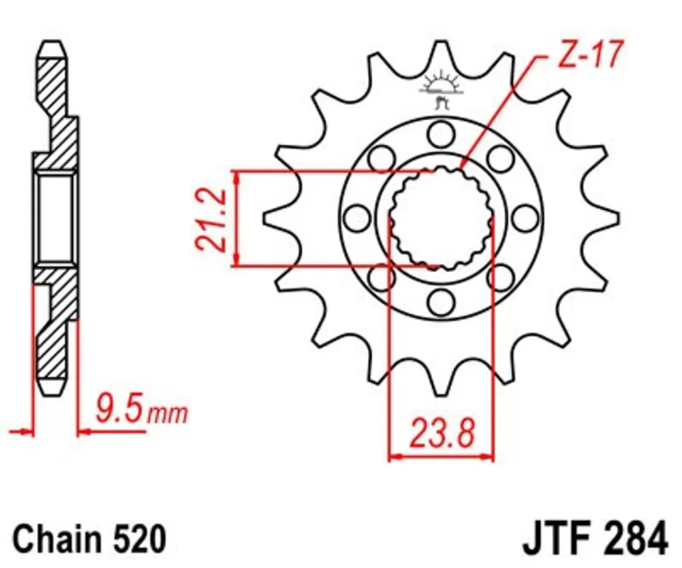 Časově Omezené Řetězové kolečko JT JTF 284-12 12 zubů, 520