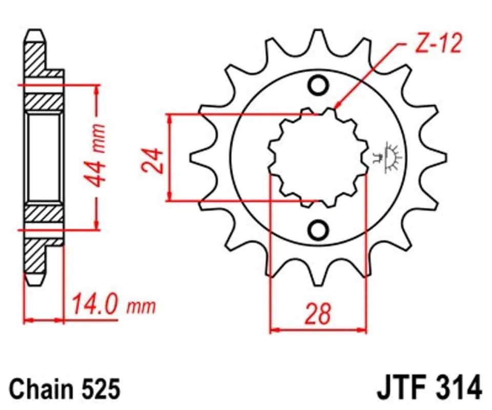 Řetězové kolečko JT JTF 314-15 15 zubů, 525 Koupit Online