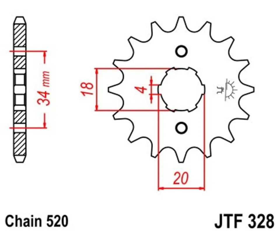 Nízká Cena Řetězové kolečko JT JTF 328-12 12 zubů, 520