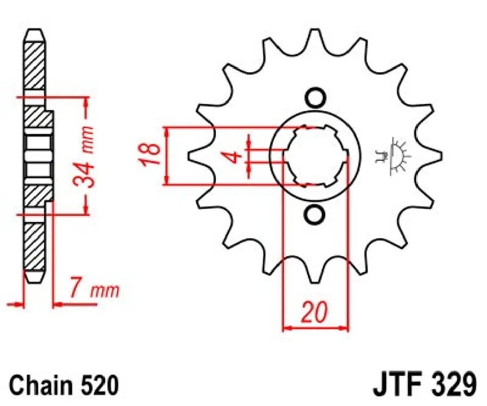Řetězové kolečko JT JTF 329-12 12 zubů, 520 Cenově Výhodný