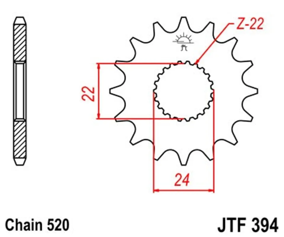 Řetězové kolečko JT JTF 394-13 13 zubů, 520 Vrácení Zdarma