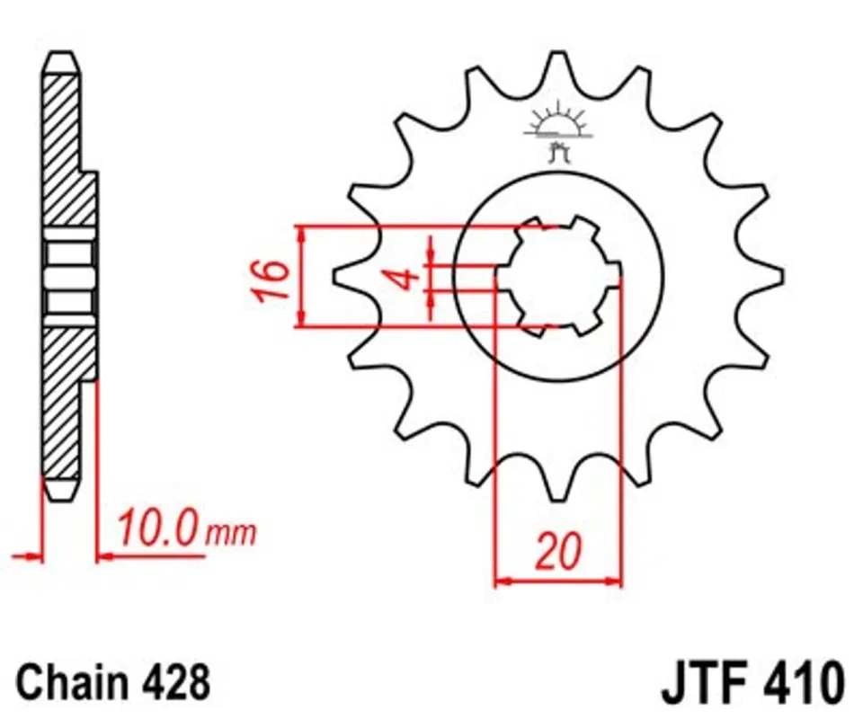 Řetězové kolečko JT JTF 410-13 13 zubů, 428 Odeslání Ihned