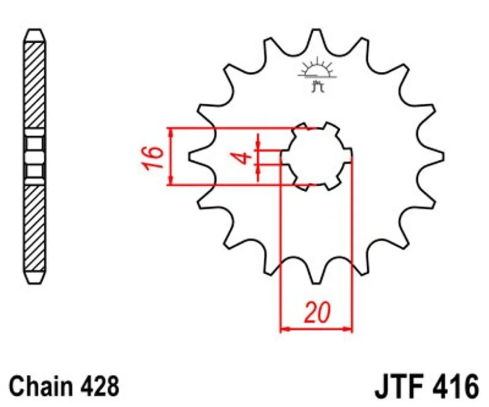 Rychlé Dodání Řetězové kolečko JT JTF 416-15 15 zubů, 428