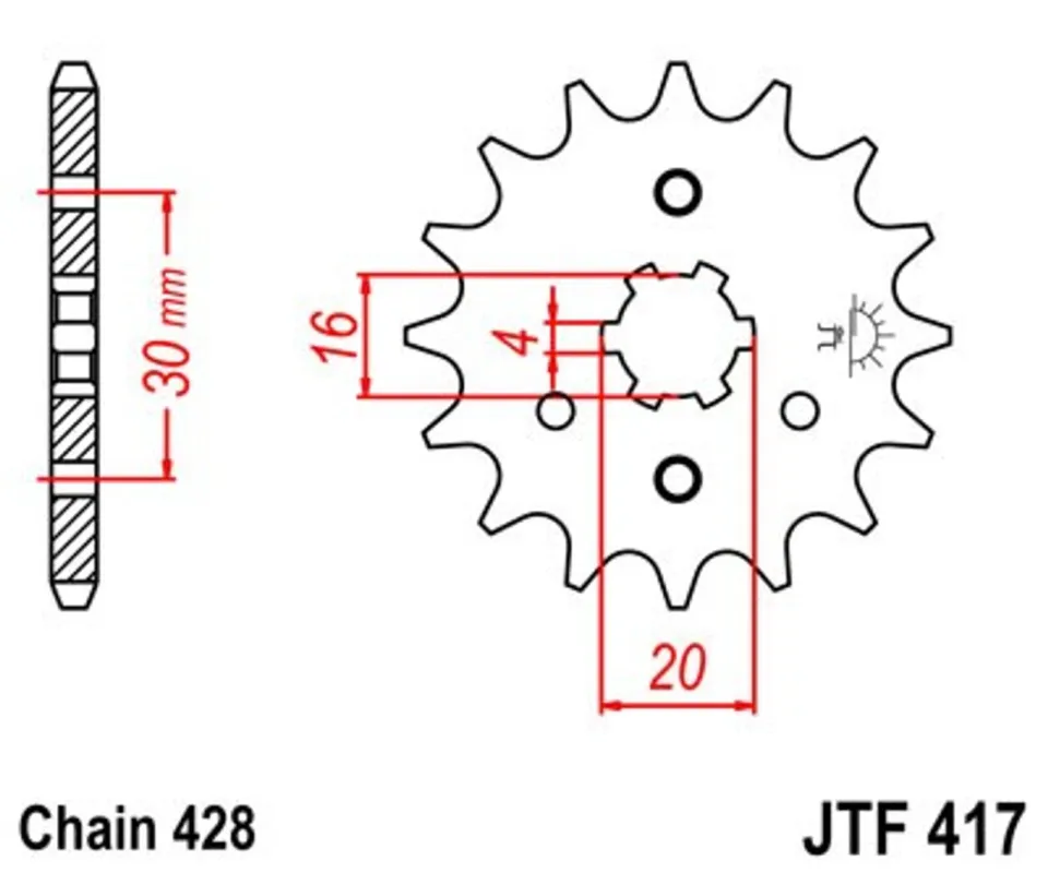 Výhodná Nabídka Řetězové kolečko JT JTF 417-13 13 zubů, 428