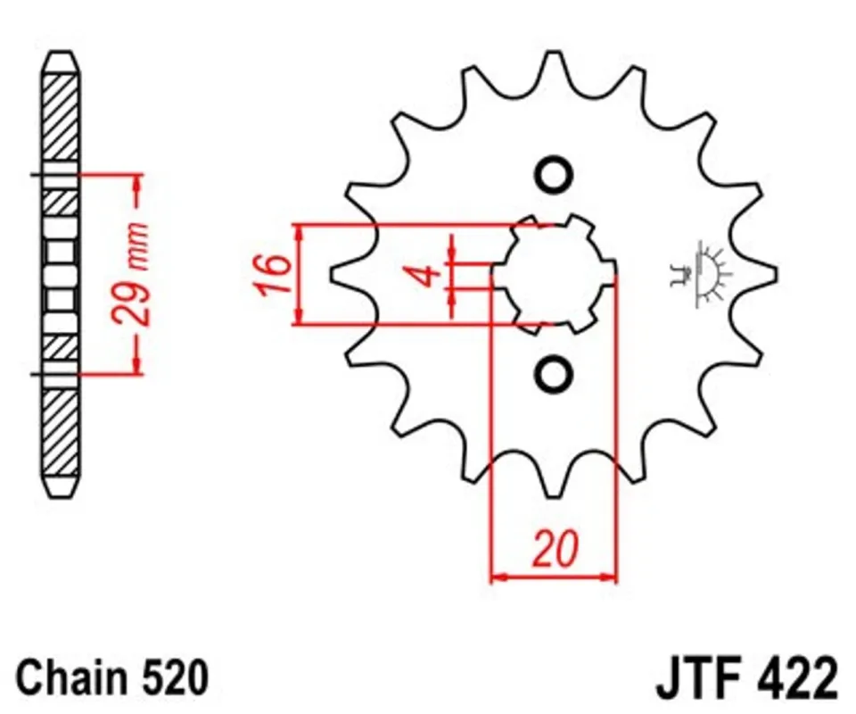 Řetězové kolečko JT JTF 422-13 13 zubů, 520 Vysoce Kvalitní