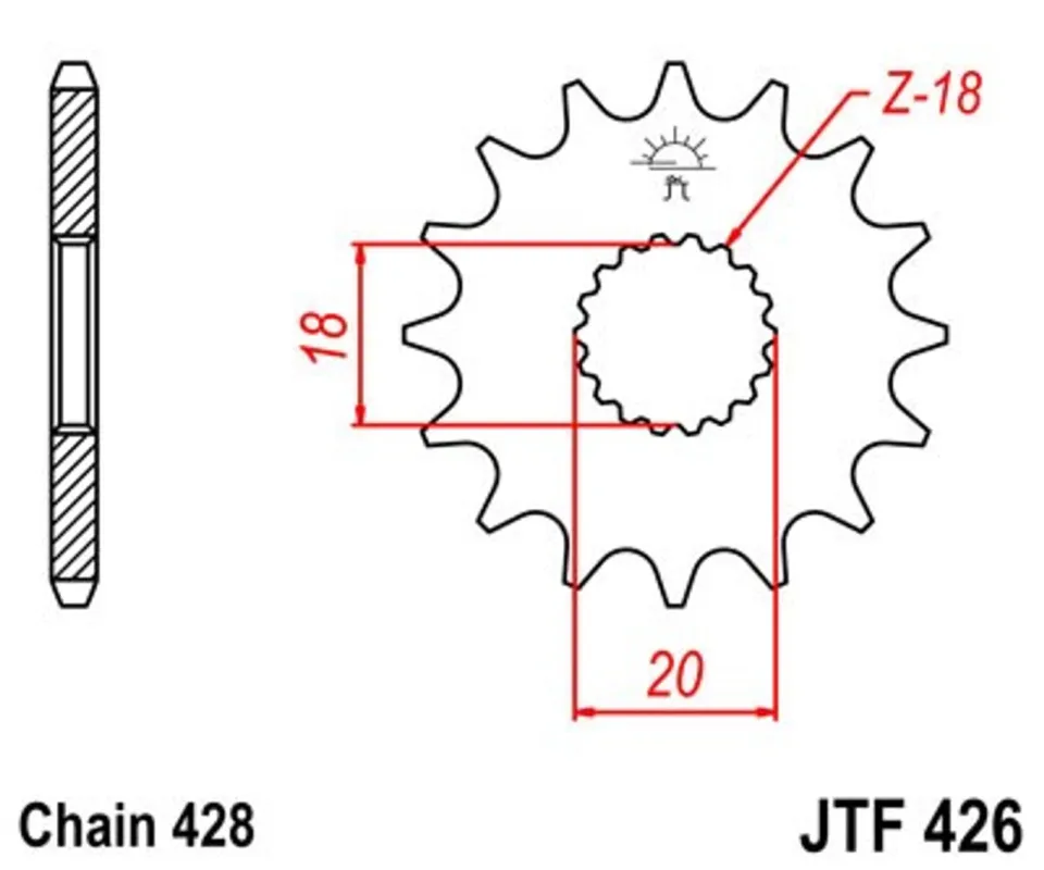 Řetězové kolečko JT JTF 426-11 11 zubů, 428 Nejprodávanější