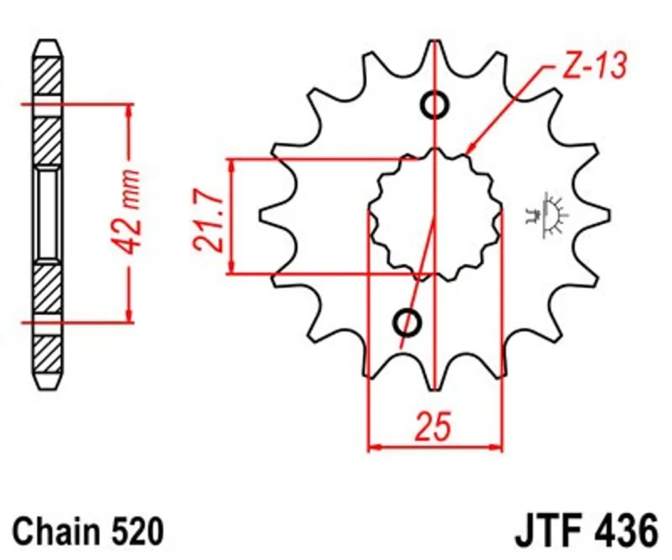 Finální Výprodej Řetězové kolečko JT JTF 436-13 13 zubů, 520