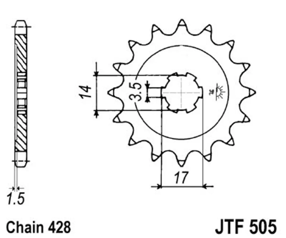 Dokud Zásoby Vydrží Řetězové kolečko JT JTF 505-15 15 zubů, 428