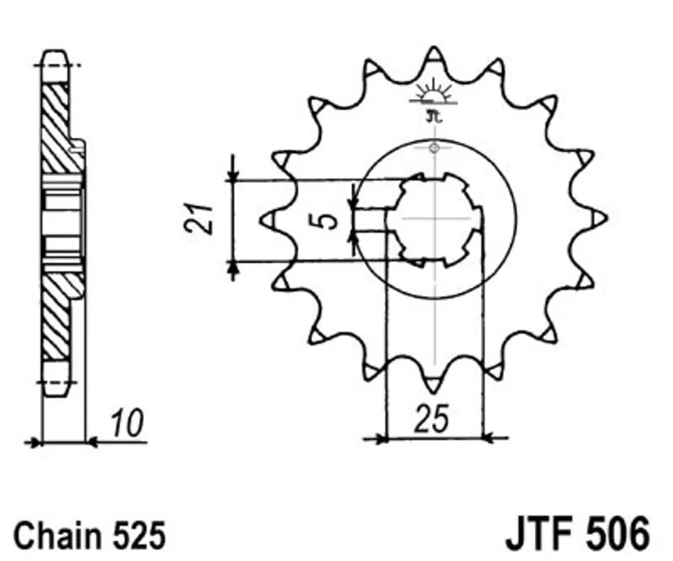 Bezpečná Platba Řetězové kolečko JT JTF 506-14 14 zubů, 525