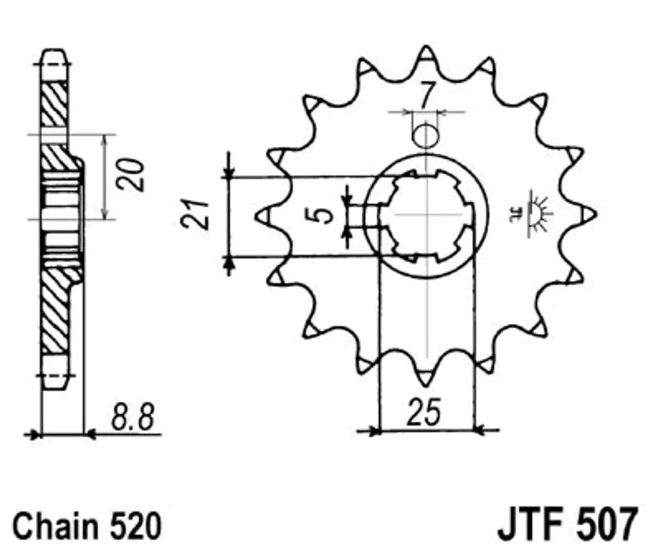 Dokud Zásoby Vydrží Řetězové kolečko JT JTF 507-13 13 zubů, 520