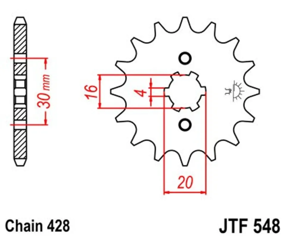 Rychlé Dodání Řetězové kolečko JT JTF 548-14 14 zubů, 428