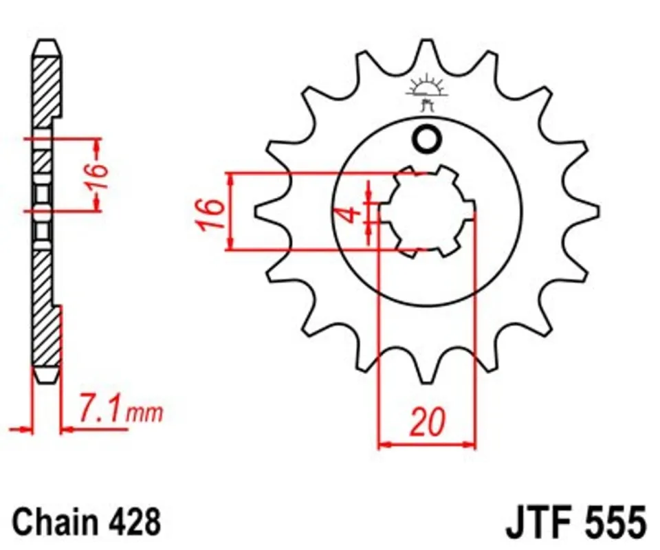 Řetězové kolečko JT JTF 555-15 15 zubů, 428 Autentický