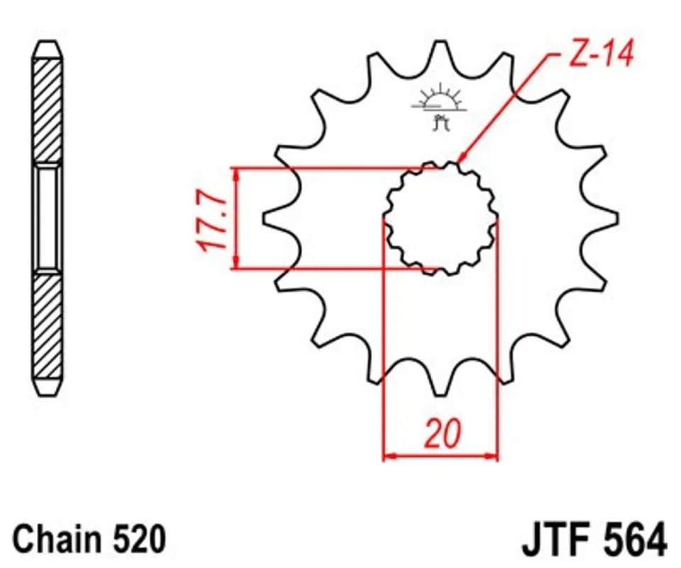 Řetězové kolečko JT JTF 564-15 15 zubů, 520 Ověřený