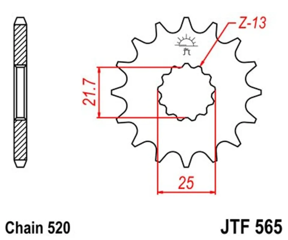 Expresní Doručení Řetězové kolečko JT JTF 565-17 17 zubů, 520