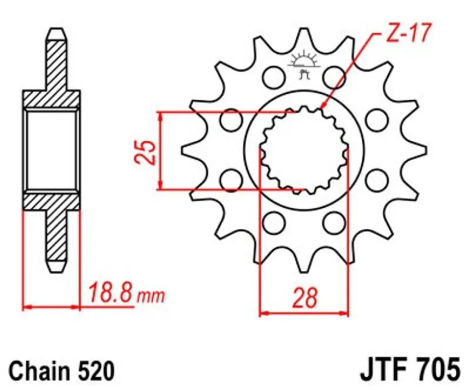 Řetězové kolečko JT JTF 705-15 15 zubů, 520 Vrácení Zdarma