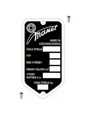 Vysoce Kvalitní Výrobní štítek s nýty ,,TATRAN/MANET -M