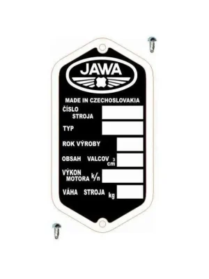Výrobní štítek s nýty ,,JAWA 50/23 MUSTANG -M Vrácení Zdarma