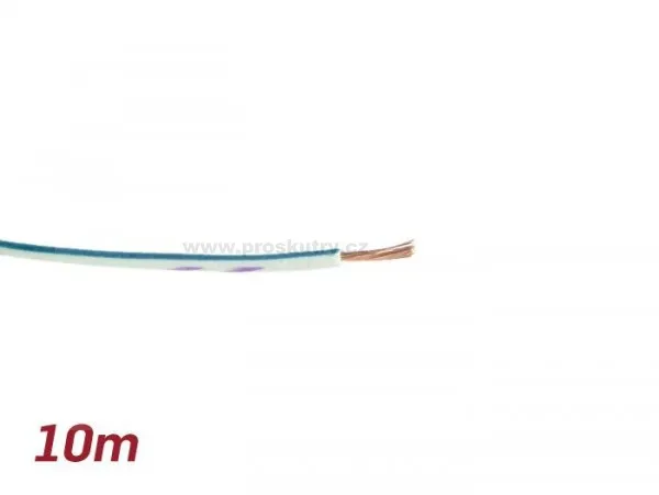 Jednožilový vodič - izolovaný drát 0,85mm délka 10m - bílo modrý Cenový Hit