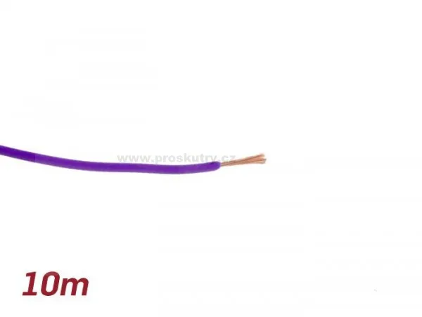Jednožilový vodič - izolovaný drát 0,85mm délka 10m fialový Super Cena