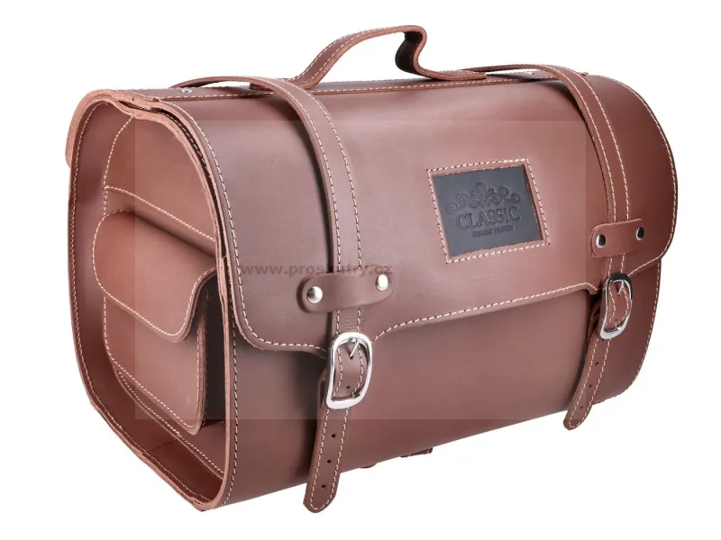 Kožená brašna pravá kůže hnědá cca 26 litrů 38x27x26 pro Vespa / LML Novinka